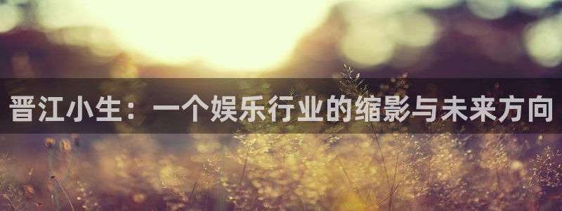 豪门国际注册：晋江小生：一个娱乐行业的缩影与未来方向